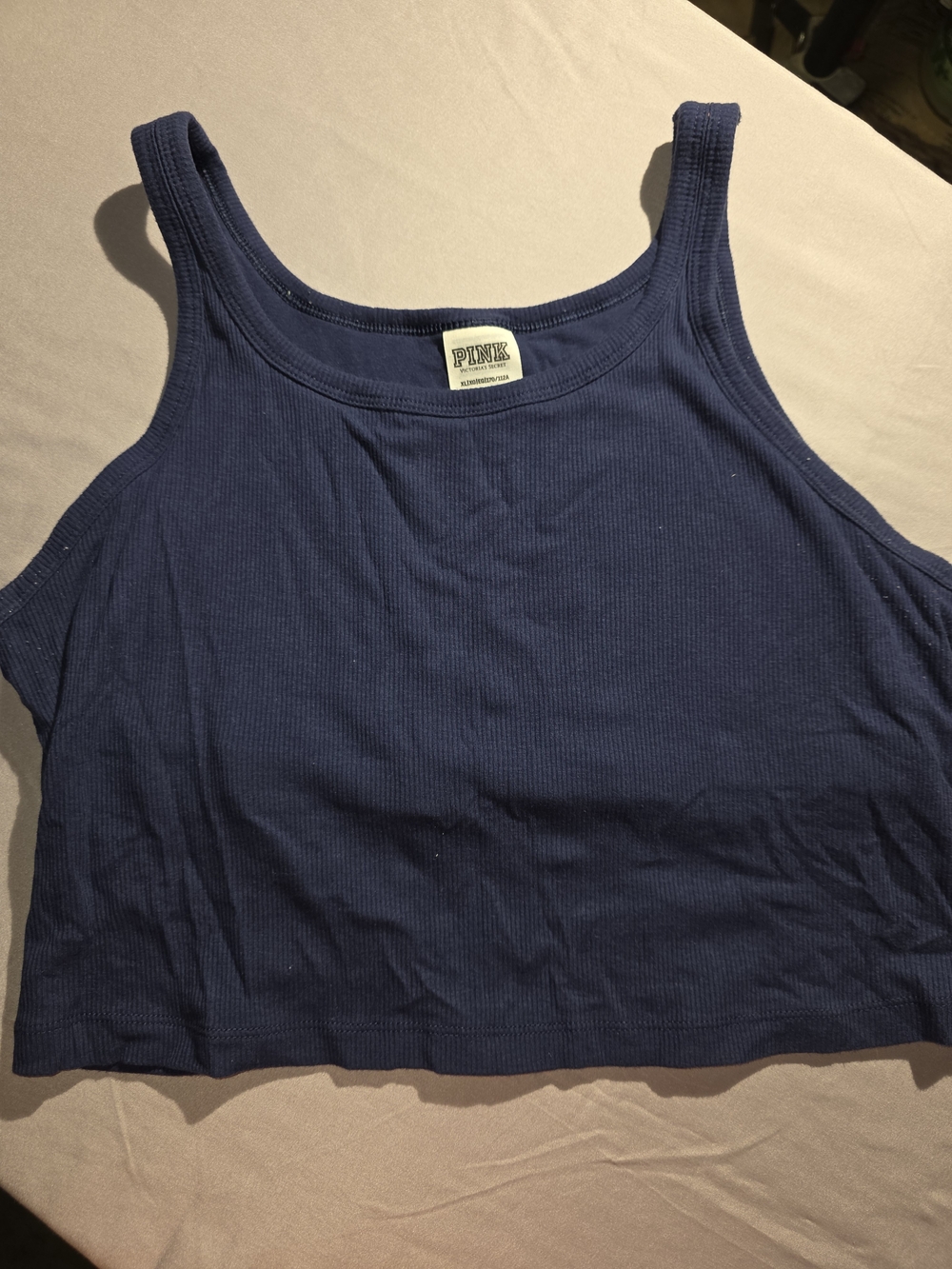 PINK Victoria's Secret Navy Ribbed Crop Tank
